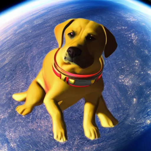 Prompt: a photo of a planet in the shape of a dog in space, realistic