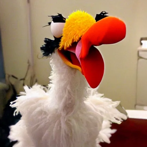 Image similar to clucky the goofy chicken muppet