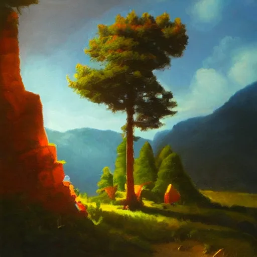 Prompt: land of plenty, valley of none, oil painting, semi - realistic, colorful, dramatic, dynamic lighting