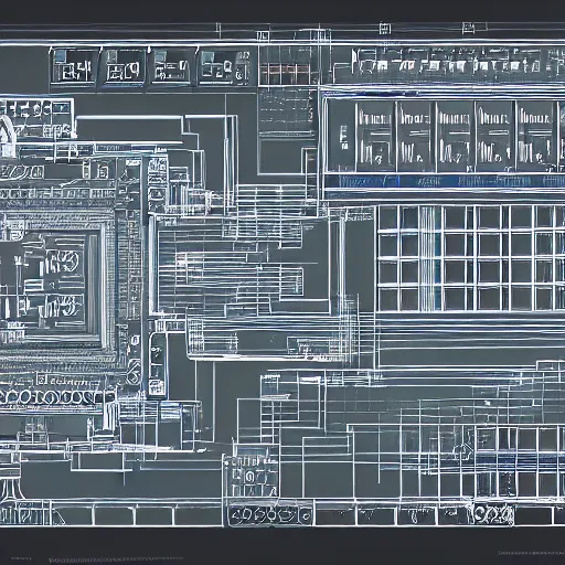 Prompt: highly detailed, datacenter construction electrical schematic, one line drawing, concept art, character art, studio lightning, bright colors, intricate, masterpiece, photorealistic, hyperrealistic, sharp focus, high contrast, artstation hq, deviantart trending, 4 k uhd, unreal engine 5