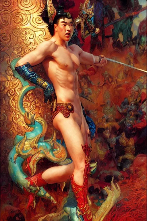 Image similar to fantasy, monster, character design, ming dynasty, colorful, painting by gaston bussiere, craig mullins, j. c. leyendecker, tom of finland