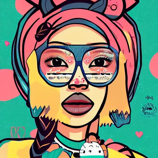 Image similar to dojacat profile picture by sachin teng x hellokitty, vector, ganja, marijuana, organic painting, hard edges, masterpiece, smoke, asymmetrical, matte paint, energetic