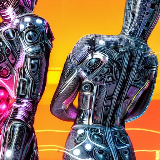 Image similar to love, diverse 5000 cybersuits, from behind, connection rituals, wide wide angle, vivid, elaborate, highly detailed, beautiful lighting