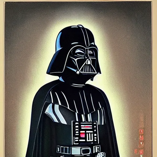 Image similar to highly detailed portrait of darth vader in the style by hieronymus bosch