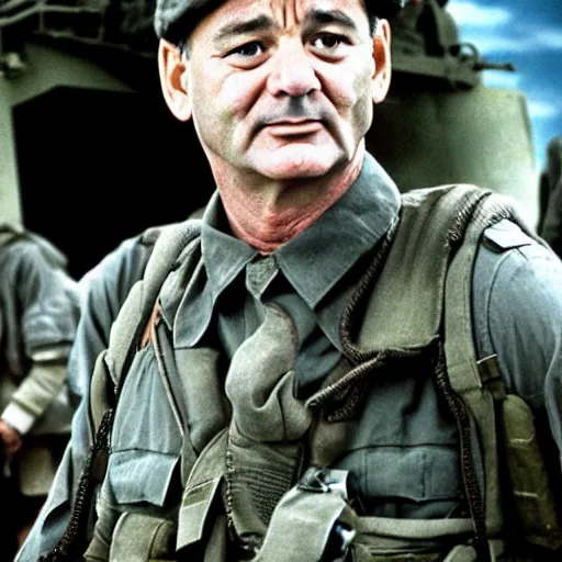 Prompt: bill murray in saving private ryan