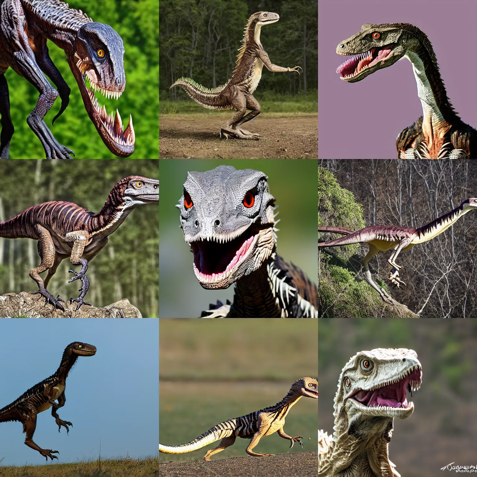 Prompt: real - life velociraptor. wildlife photography.