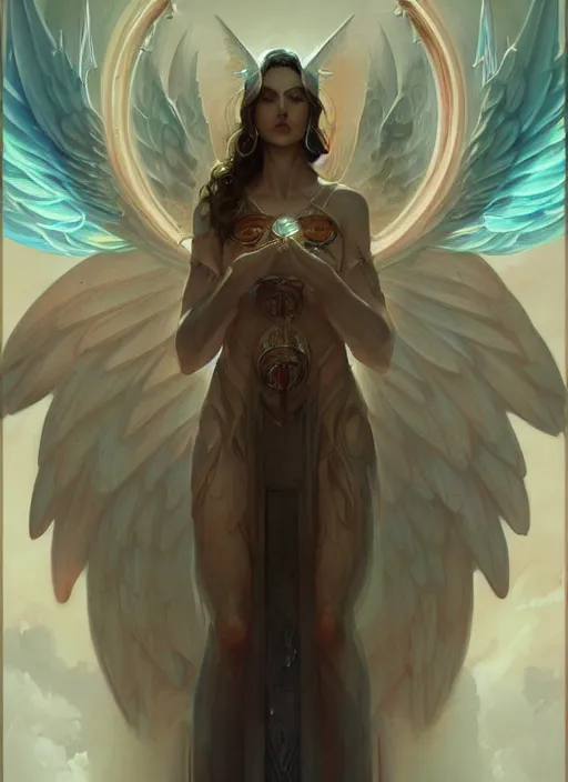 Image similar to archangel metatron detailed illustration by peter mohrbacher and by jon foster trending on artstation