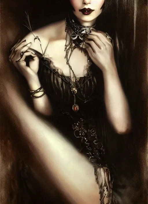 Image similar to gothic princess portrait. by casey baugh, by william - adolphe bouguerea, by rolf armstrong, highly detailded