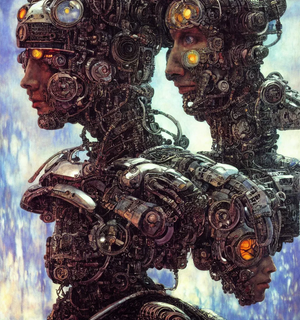 Image similar to closeup portrait of a cyborg ermine, cinematic light, backlight, mist, by mikhail vrubel, by philippe druillet, by wlop, by peter elson, by gerald brom, muted colors, ( extreme detail ), trending on artstation, 8 k