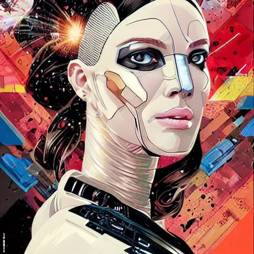 Image similar to portrait of a female android, by MARVEL comics and Sandra Chevrier, 8k