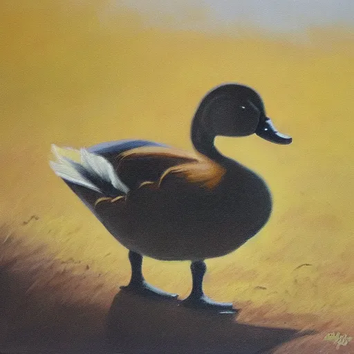 Image similar to a duck on the prowl oil painting