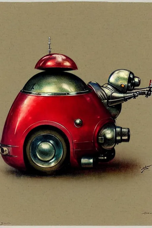 Image similar to ( ( ( ( ( 1 9 5 0 s retro future android robot fat robot mouse wagon. muted colors., ) ) ) ) ) by jean - baptiste monge,!!!!!!!!!!!!!!!!!!!!!!!!! chrome red