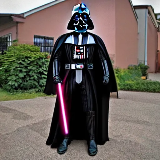 Prompt: darth vader in a pink dress, photo