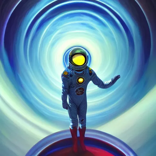 Image similar to spaceman superhero isometric scifi astral spirit space journey in oil painting, pulled into the spiral vortex, trending on artstation, award winning, emotional, highly detailed ethereal isometric surrealist art