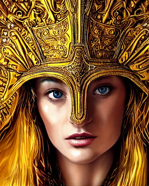 Prompt: acrylic painting portrait of woman in shining golden armor, high production value, intricate details, high resolution, hdr, high definition, masterpiece, realistic, ultrarealistic, highly detailed, hd, sharp focus, non blurry, sharp, smooth