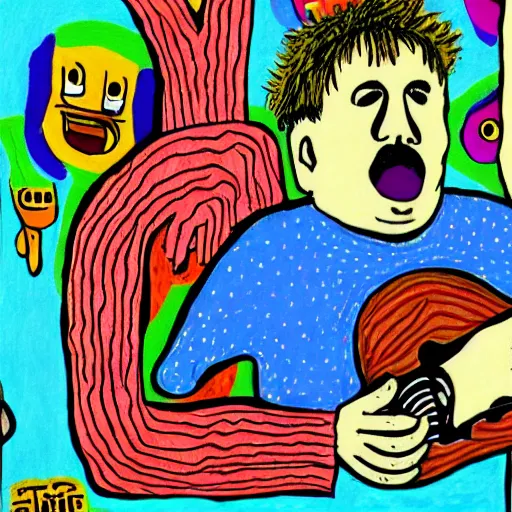 Image similar to daniel johnston in the style of daniel johnston and outsider art, no photo, 4k