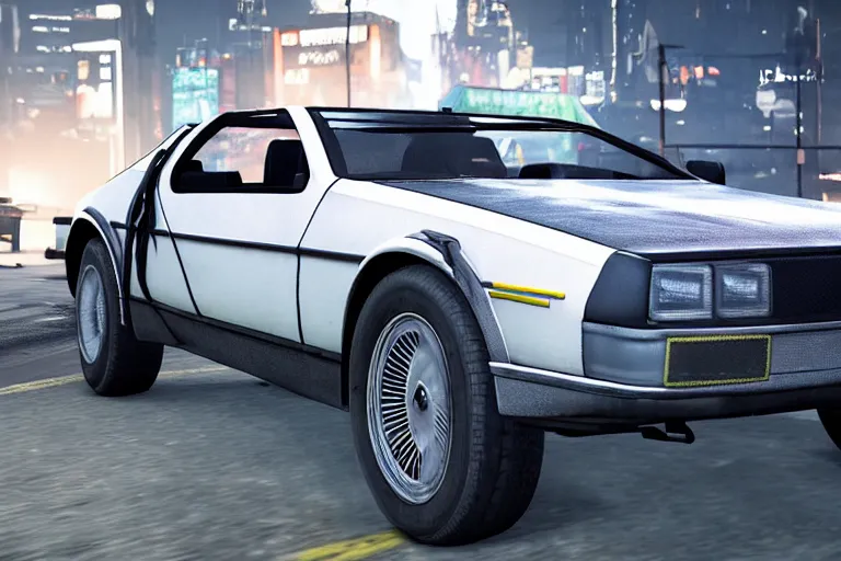 Image similar to 1 9 2 2 delorean by grand theft auto v, by red dead redemption 2, by cyberpunk 2 0 7 7