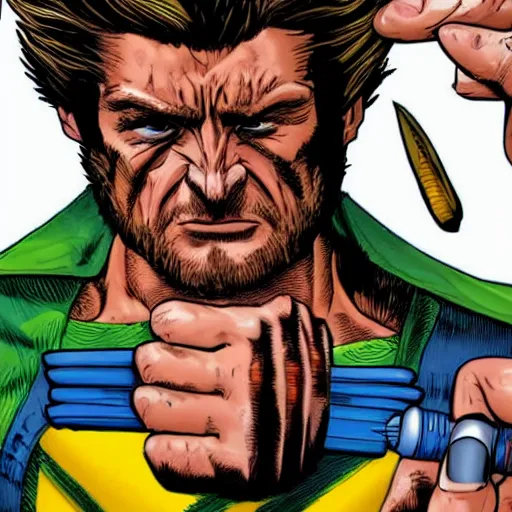 Prompt: photo of wolverine rolling a joint