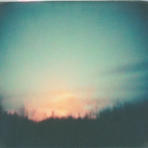 Image similar to a ufo flying at night, blurry photo, historical photo, old polaroid, expired film,