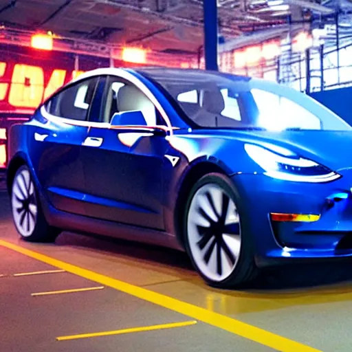 Prompt: I made the worlds biggest Tesla model 3, Mr. Beast video thumbnail