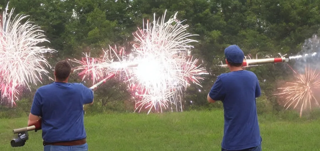 Prompt: A bazooka that shoots fireworks