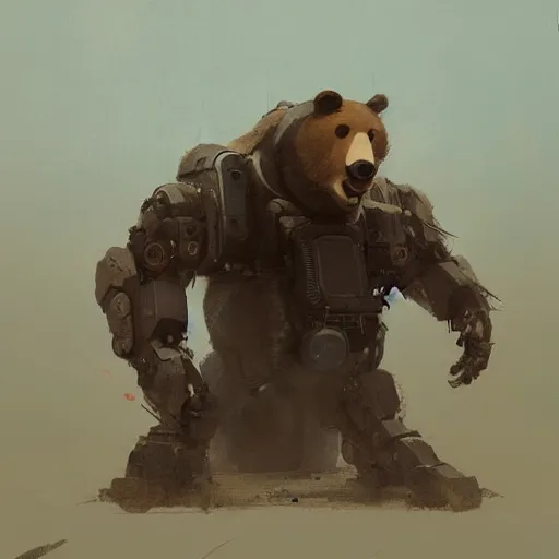 Image similar to 🤖🐻, digital Art,hyperrealist, artstation, greg rutkowski