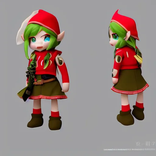 Prompt: cute fumo plush of an elven scout who can see a leaf fall from 2 km away, character design, vray caustics