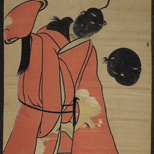 Image similar to ancient Japanese artwork, Donald Trump, great image