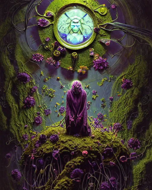 Prompt: the platonic ideal of flowers, rotting, insects and praying of cletus kasady carnage thanos dementor doctor manhattan chtulu mandelbulb spirited away lichen mandala bioshock davinci heavy rain the witcher botw, d & d, fantasy, ego death, decay, dmt, psilocybin, art by greg rutkowski and anders zorn