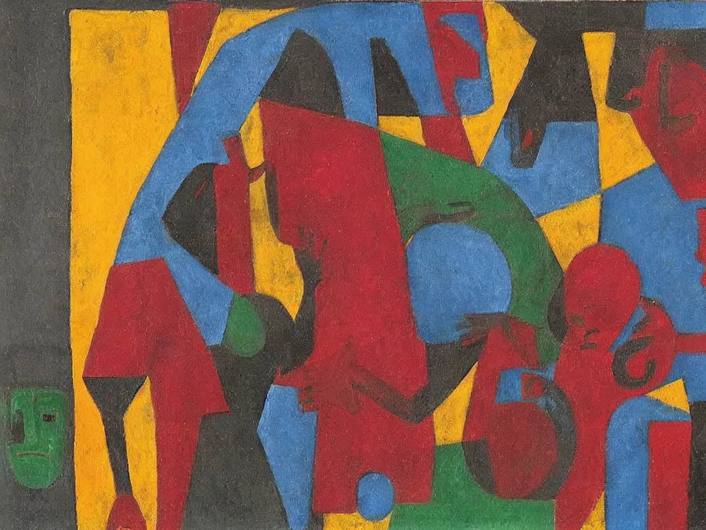 Prompt: the game of confusing the bot mother. painting by rufino tamayo