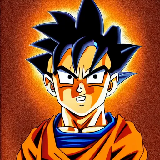 Image similar to Goku, Face portrait, crisp face, , facial features artwork by Georges de La Tour