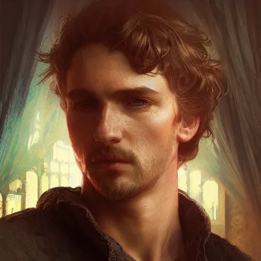 Image similar to selfportrait of the day i die, man, portrait, intricate, detailed, volumetric lighting, scenery, digital painting, highly detailed, artstation, sharp focus, illustration, artstation, art by artgerm and greg rutkowski and alphonse mucha