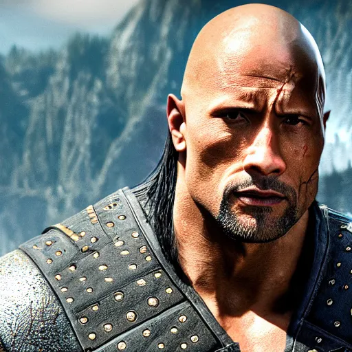 Prompt: Dwayne Johnson in the Witcher 4K detailed super realistic