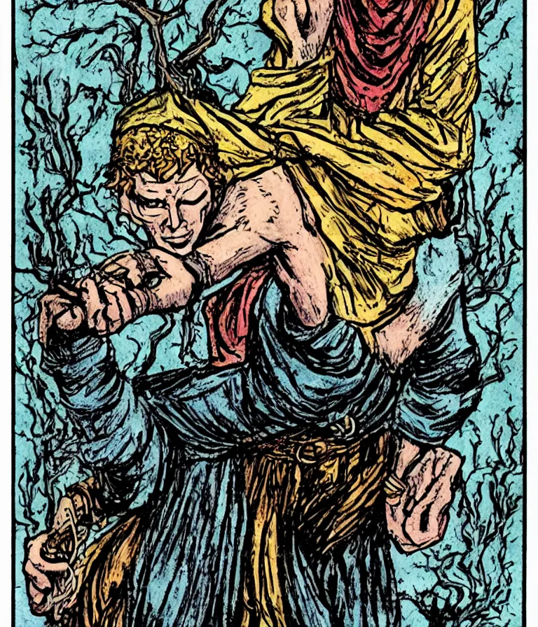 Image similar to the fool tarot card in the style of becky cloonan