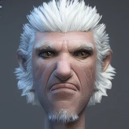 Image similar to a white haired snake man, fantasy, 4 k, inspired by pixar, very detailed, trending on cgsociety