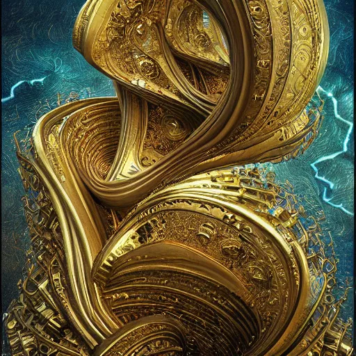 Image similar to Divine Chaos Engine by Karol Bak, Jean Deville, Gustav Klimt, and Vincent Van Gogh, celestial, visionary, sacred, fractal structures, ornate realistic gilded medieval icon, spirals, octane render