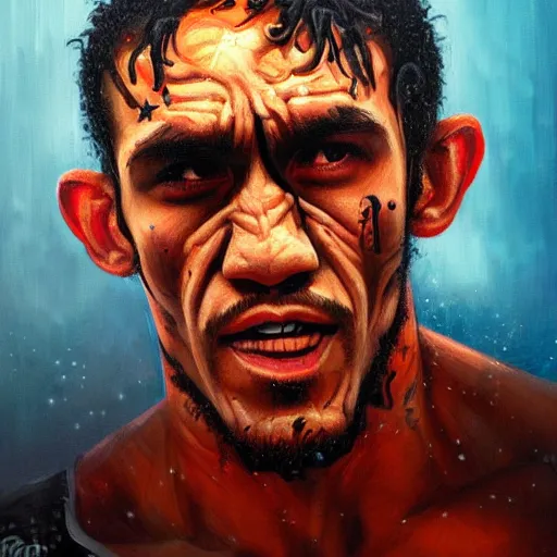 Image similar to tony ferguson knocked out, trending on artstation, detailed art, oil painting