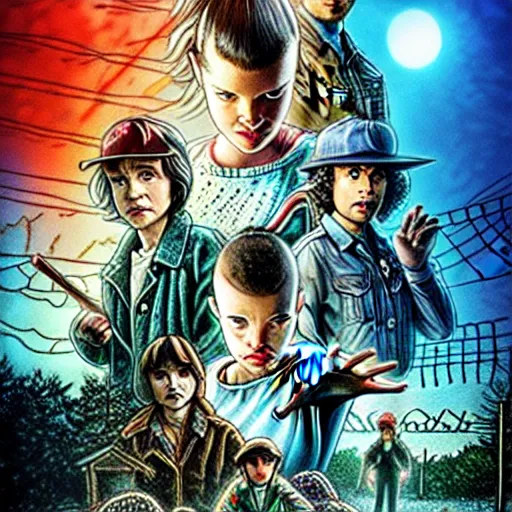 Prompt: stranger things movie poster