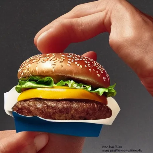 Prompt: an ad from macdonalds of a gold themed burger