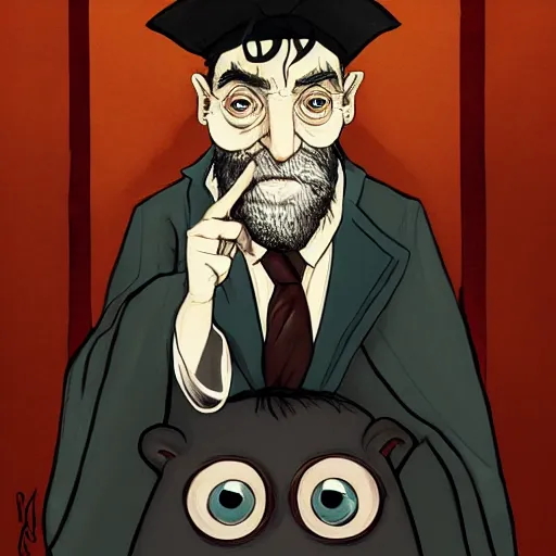 Prompt: portrait of mr. bean as albus dumbledore by becky cloonan