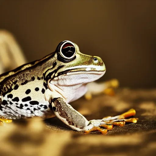 Image similar to a portrait photo of frog dog rabbit gecko, award winning photography, 5 0 mm