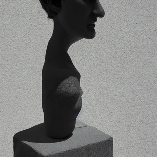 Image similar to surrealism sculpture by enrico ferrarini, the double shadow of a person divided