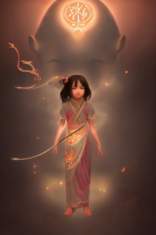 Image similar to cute nezha, mainland china, soft lights, cinematic, character concept design, highly detailed, volumetric light, symmetrical portrait, by new gods : nezha reborn, nezha : birth of the demon child, i am nezha, 8 k - - wallpaper