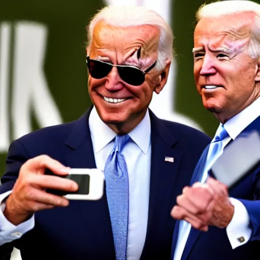 Image similar to joe biden and donald trump taking selfies