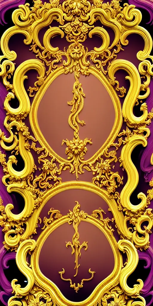 Image similar to the source of future growth dramatic, elaborate emotive Golden Baroque and Rococo styles to emphasise beauty as a transcendental, seamless pattern, symmetrical, large motifs, rainbow syrup splashing and flowing, Palace of Versailles, 8k image, supersharp, spirals and swirls in rococo style, medallions, iridescent black and rainbow colors with gold accents, perfect symmetry, versace medusa logo in centre, bvlgari jewelry, High Definition, photorealistic, masterpiece, 3D, no blur, sharp focus, photorealistic, insanely detailed and intricate, cinematic lighting, Octane render, epic scene, 8K