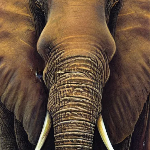 Prompt: detailed and sharp elephant artwork, mystic style, detailed, 8 k, detailed, symmetrical, by brian froud