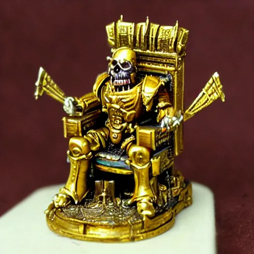 Prompt: the corpse emperor on his golden throne. 4 0 k. body horror.