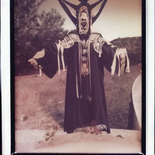 Prompt: occult sacrifice in Walmart Polaroid picture