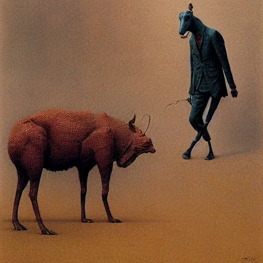 Prompt: animal in suit made by zdzislaw beksinski