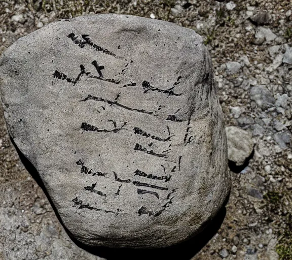 Image similar to ancient text on a rock, written in toki pona language